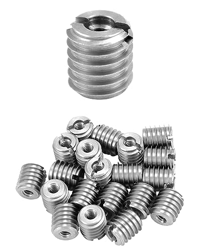 QWORK Stainless Steel Threaded Insert for Hard-Wood, 10-24 Internal Threads 20 Pack 0.5" Long Nut Inserts for Hardwoods, Softwoods, Plywood and Composites