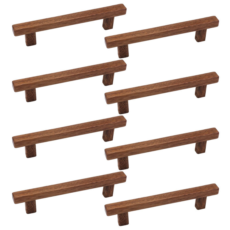 Semetall 8Pcs Walnut Wood Drawer Pulls,5 inch Hole Center Pull Handles Wood,Wooden Handles for Dresser Drawers,Cabinets,Kitchen,Wardrobe 5 Inch,8PCS