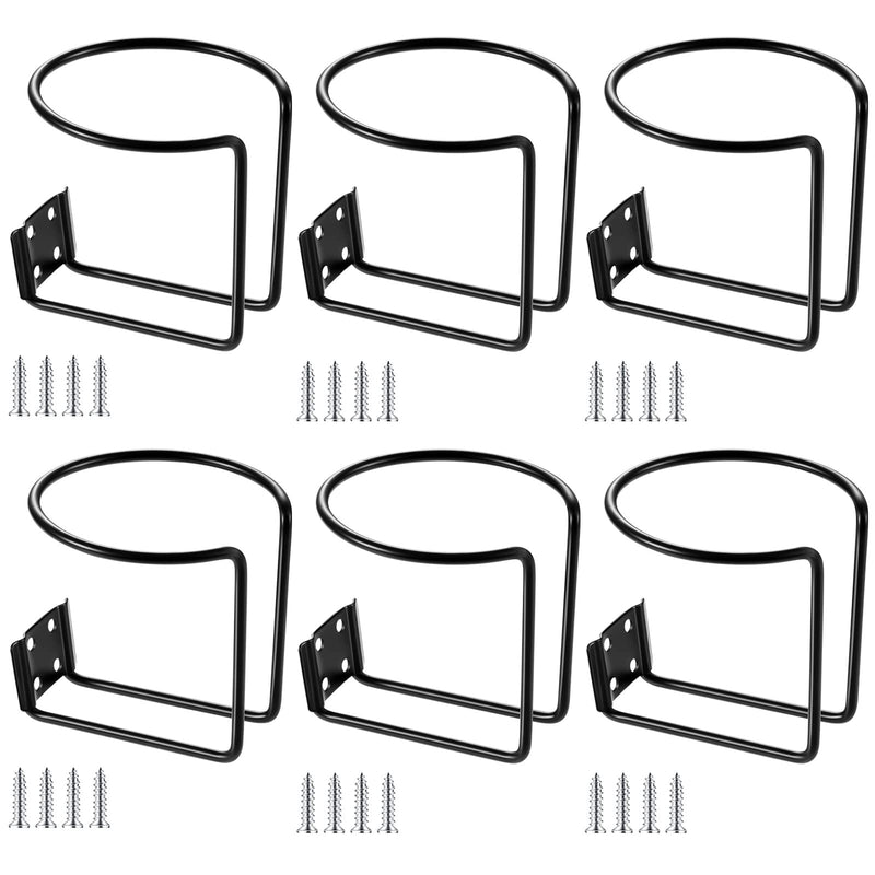Shimeyao 6 Pcs Stainless Steel Boat Cup Holder Mount Drink Holder Universal Cupholder Boat Ring for Beverage Mugs Bottles Marine Yacht Truck Trailer RV, Black