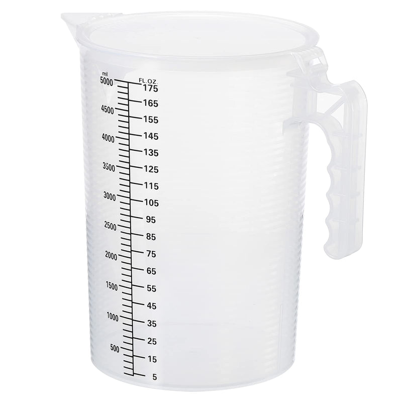 PATIKIL Graduated Beaker, 5000ml PP Plastic Liquid Measuring Cup Double Sided Black Graduations with Handle Lid and Spout for Lab Kitchen Home