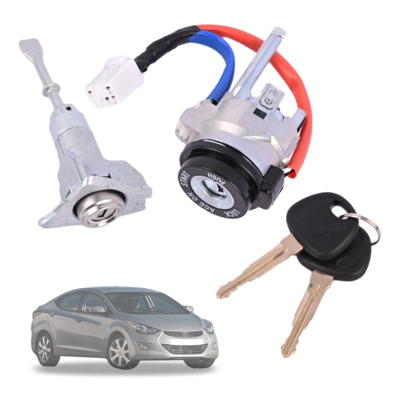 Car Full Lock Cylinder Set 81970-3XA00 81910-3XA00 Compatible with Hyundai Elantra 2011 2012 2013 2014 2015 1.8L 2.0L 1 x Ignition Switch /1 x Front Left Door Lock /2 x Universal Keys For Hyundai Elantra 11-15