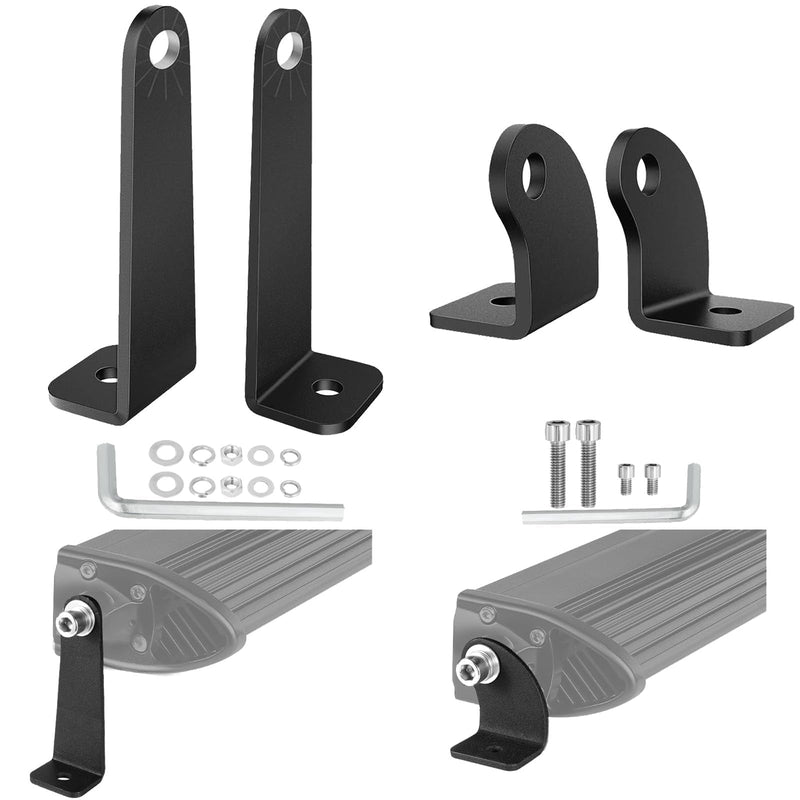 Light Bar Mounting Brackets 2 Pack Universal LED Light Bar Mounts for Single Row Straight/Curved Lights Bracket Side-Mounted L-Shape for Pickup Truck Wrangler ATV UTV Black For M8 Single Row