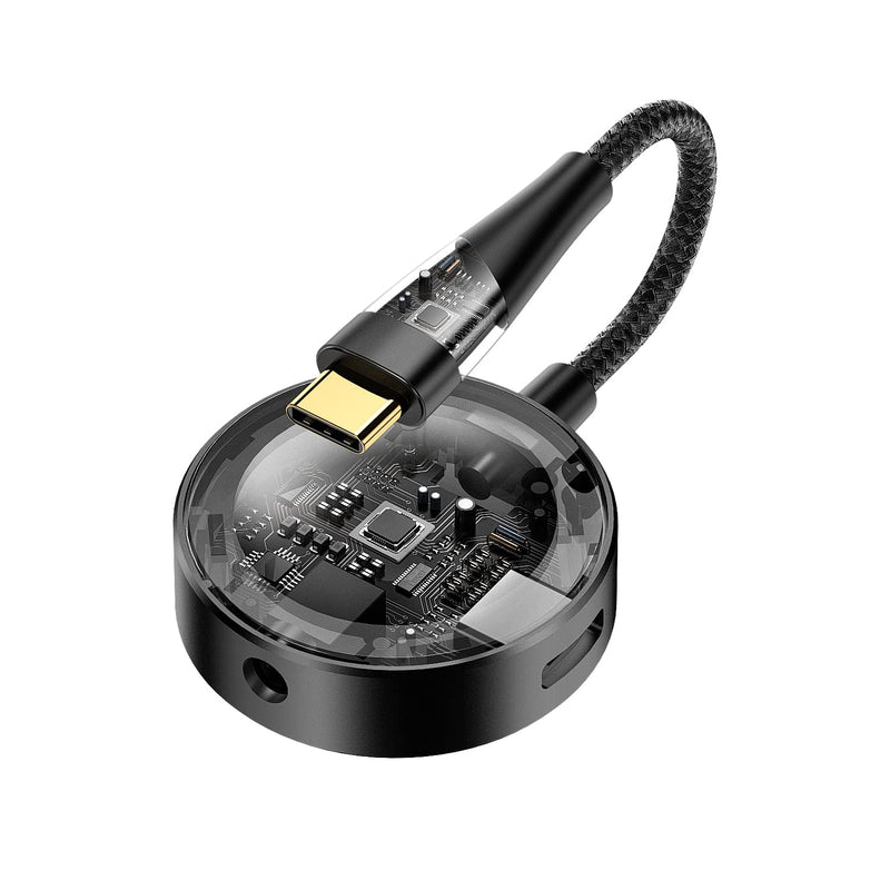 USB C to 3.5mm Headphone and Charger Adapter, 2-in-1 Hub USB Type C to TRRS 3.5mm AUX/Mic and PD 3.0 60W Fast Charging Splitter, Top Series Visualized Hi-Res DAC Chip Docking Station - Black