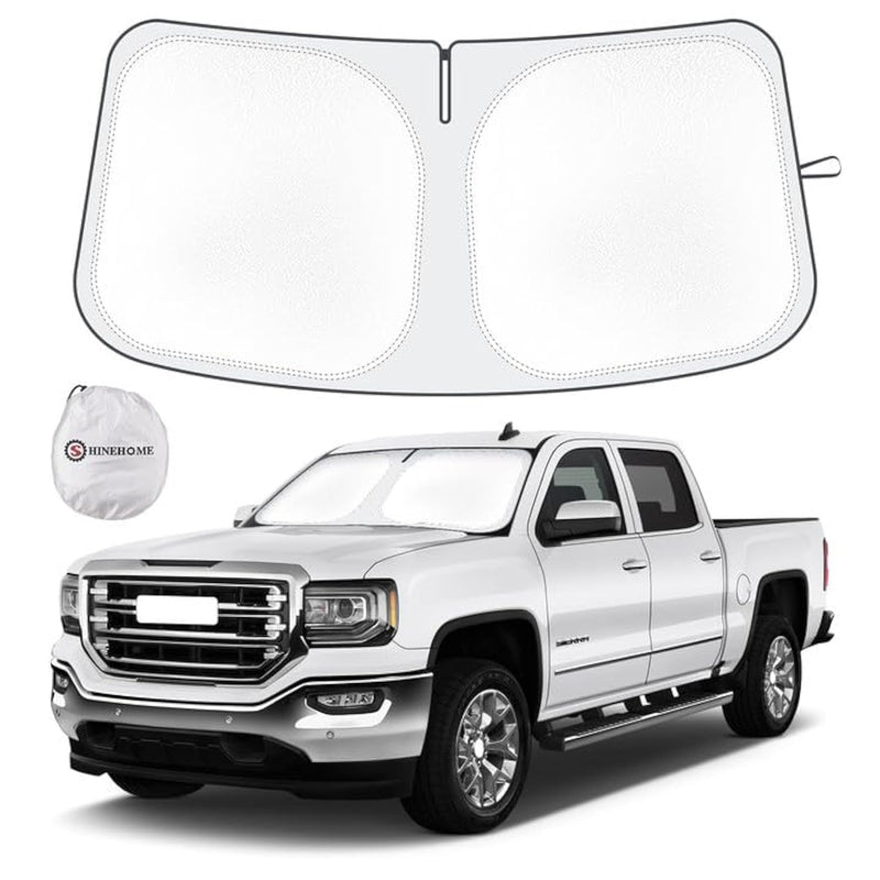 Car Windshield Sun Shade Compatible with 2025 2024 2023 2022 2021 2020 2019 GMC Sierra 1500 2500 3500 SLT, AT4, Denali Accessories Foldable Sunshade Truck Custom Windshield Sun Visor For 2019-2025 GMC Sierra 1500 2500 3500