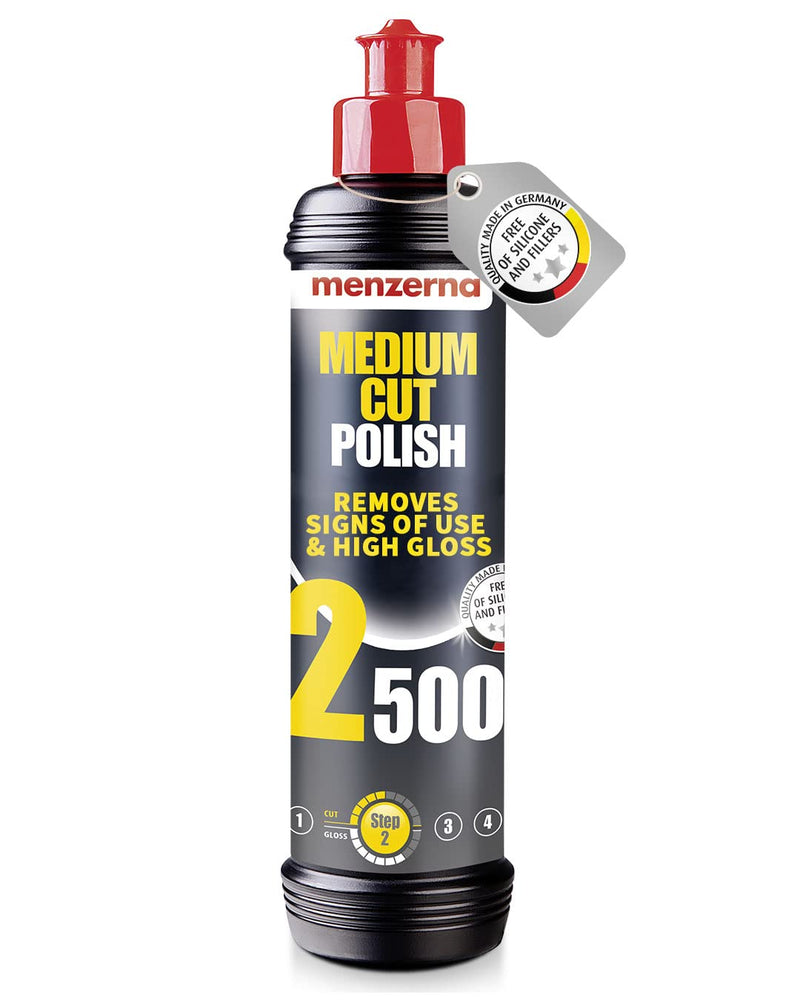menzerna "Medium Cut Polish 2500" I Abrasive Polishing Compound for Medium Scratches and Signs of Use I Buffing and Polishing Compound for Scratch Repair & a Glossy Finish I Silicone Free I 8 fl oz.