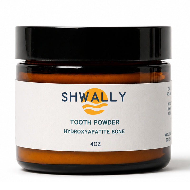 Shwally Magical Tooth Powder W/Hydroxyapatite Cattle Bone & Fluoride Free Amish Eggshell + Organic Peppermint - 100% Fluoride Free ReMineralizing, Whitening & Polishing Powder 400+ Brushings (4 Oz) 4 Ounce (Pack of 1)