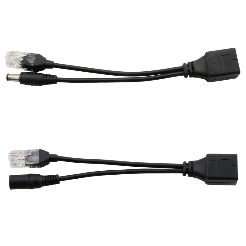 POE Splitter Injector Kit 1Pair Power Over Ethernet Passive PoE Adapter Injector Splitter Cable with 5.5x2.1mm DC Connector 12V