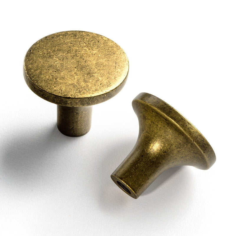 Goo-Ki 1.3 Inch Diameter Antique Brass Cabinet Knob,High-end Zinc Alloy Cabinet Hardware,6 Packed 1.3'' Knob Single Knobs
