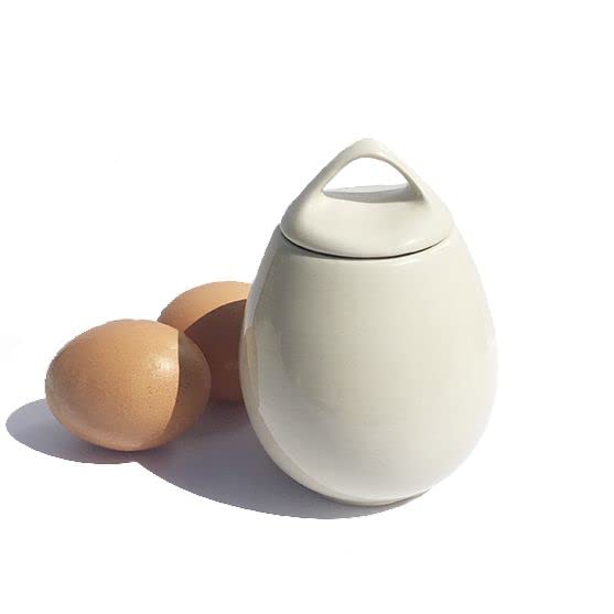 AggCoddler - Scandinavian Stoneware Egg Coddler with Simple Screw Lid - Updated Minimalist Design Egg Poacher Cooker for Quick and Easy Breakfast or Elegant Display - Made in the EU (Sussi (Tall))