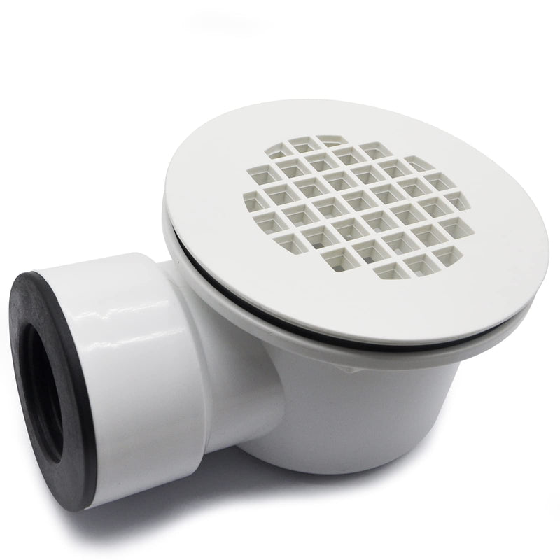 Low Profile Shower Drain, 1.5" Side Outlet Drain Assembly with Perforated Strainer, for 1.5" or 2" Replacement Shower Base PVC Side Outlet Drain