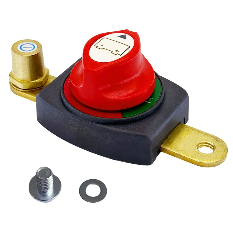 Ampper Side Post Battery Disconnect Switch 12V - 48V, Marine Battery Switch Disconnect Power Cut Shut Off with Adapter for Car, RV and Boat (On/Off) Direct Side Post W/ Adpt