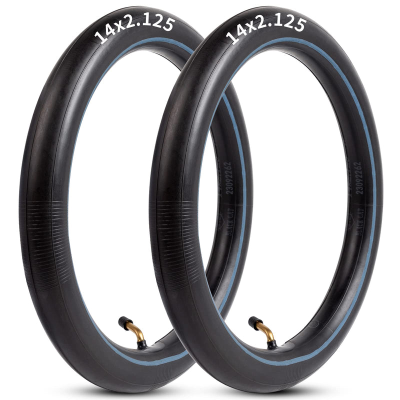 Heavy-Duty 14 x 2.125 Inner Tube 14 Inch Electric Bike Tubes with Angled Valve Stem for Replacement Electric Scooters and E-Bike Tire Tube 2 Packs