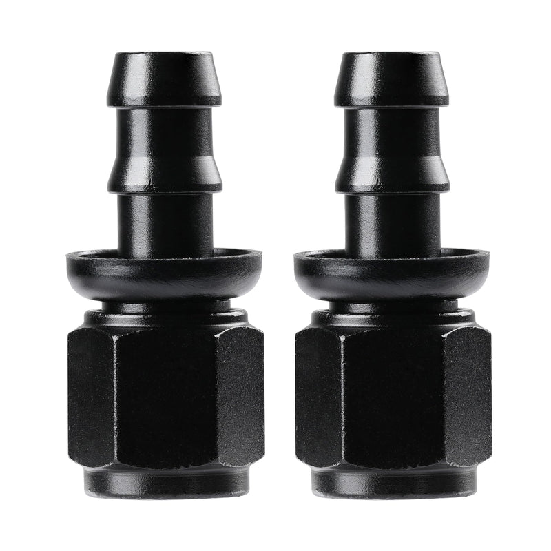 Ucreative 6AN Straight Push Lock Hose Fitting End Black 2PCS