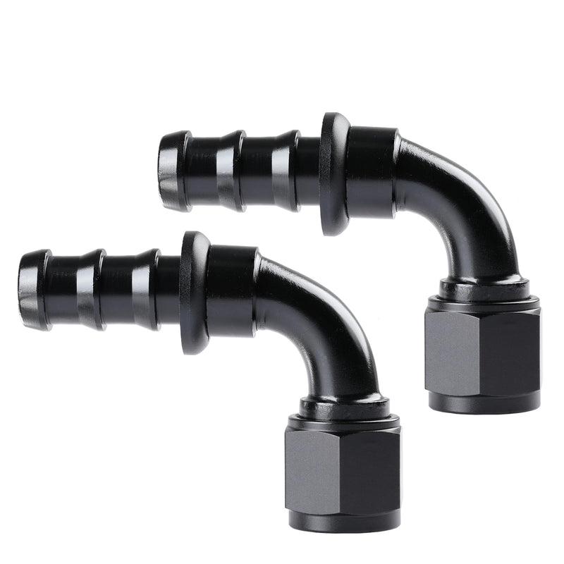 Ucreative 10AN 90 Degree Push Lock Hose Fitting End Black 2PCS 10AN - 2PCS