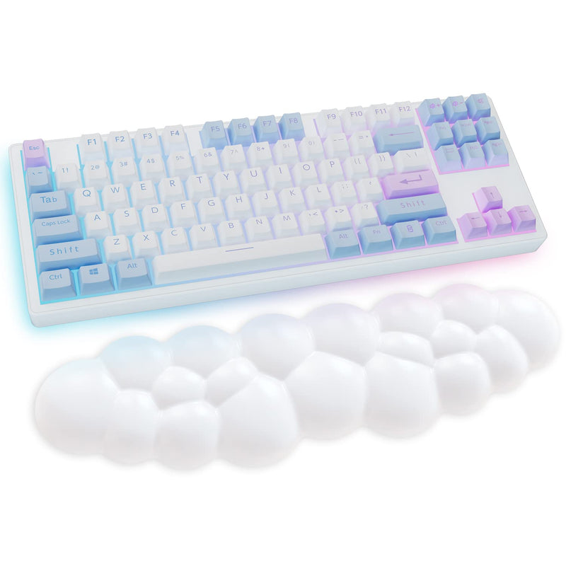  [AUSTRALIA] - Cloud Wrist Rest Keyboard, White Cloud Palm Rest with PU Leather Memory Foam Cute Keyboard Rest for Wrist Support and Arm Rest, Desk Cloud Wrist Pad for PC Gaming/Hand Cushion/Computer/Office