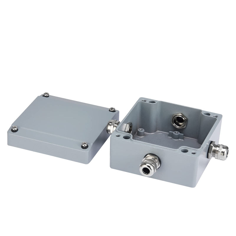 100x100x60mm Aluminum Metal Waterproof Junction Box, Universal Industrial Structure IP66 explosionproof Pre-drilled Electric Project Box 3.9 * 3.9 * 2.4 inch for Outdoor and Indoor Using