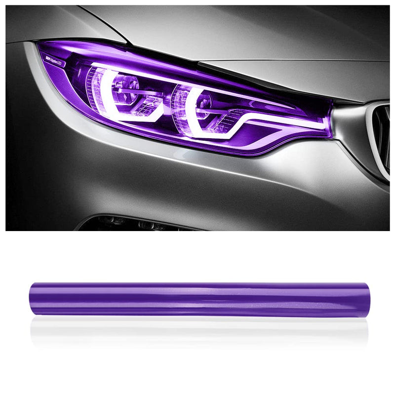12 X 48inch Car Light Tint Film, Cuttable&Stretchability Car Headlight Taillight Fog Light Vivid Vinyl Wrap Protector,Non-Marking Self-Adhesive Decals Car Decor (Purple) Purple