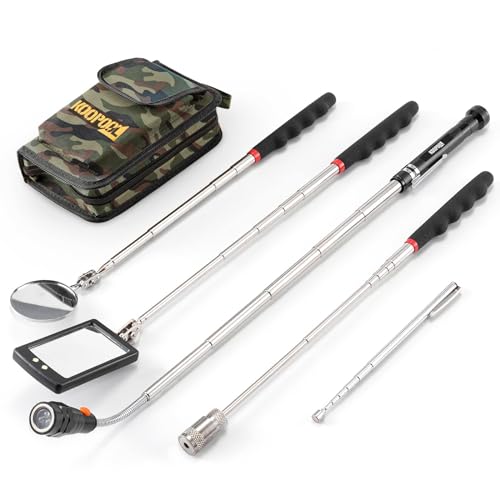 Telescoping Magnetic Pickup Tool Set, Inspection Mirror Telescoping, LED Flashlight, Cool Gadgets for Men, Stocking Stuffers, Gifts for Dad, Husband, Kids, Boyfriend, Magnet Stick (Camo) Camouflage