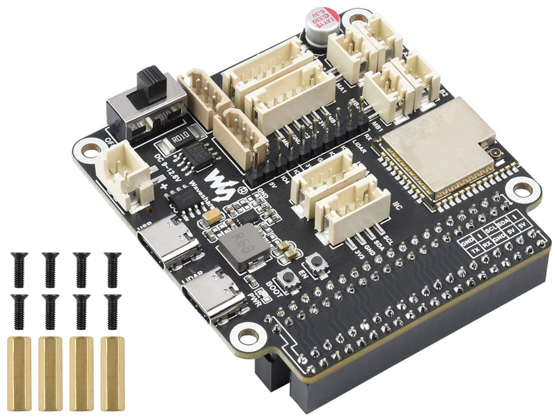 General Multi-Functional Driver Board for Robots, Based on ESP32-WROOM-32 Module, Support WiFi, Bluetooth and ESP-Now Communications, Compatible with Raspberry Pi and Jetson Nano