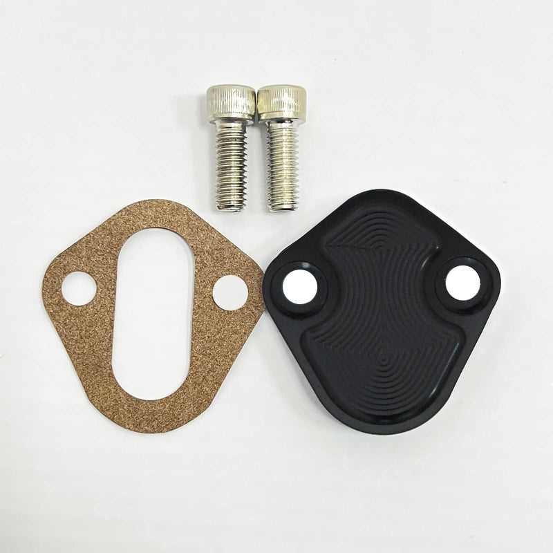 Flashpower Billet SB Ford Fuel Pump Block-Off Plate Kit, Fuel Pump Plate Black Black 181276B