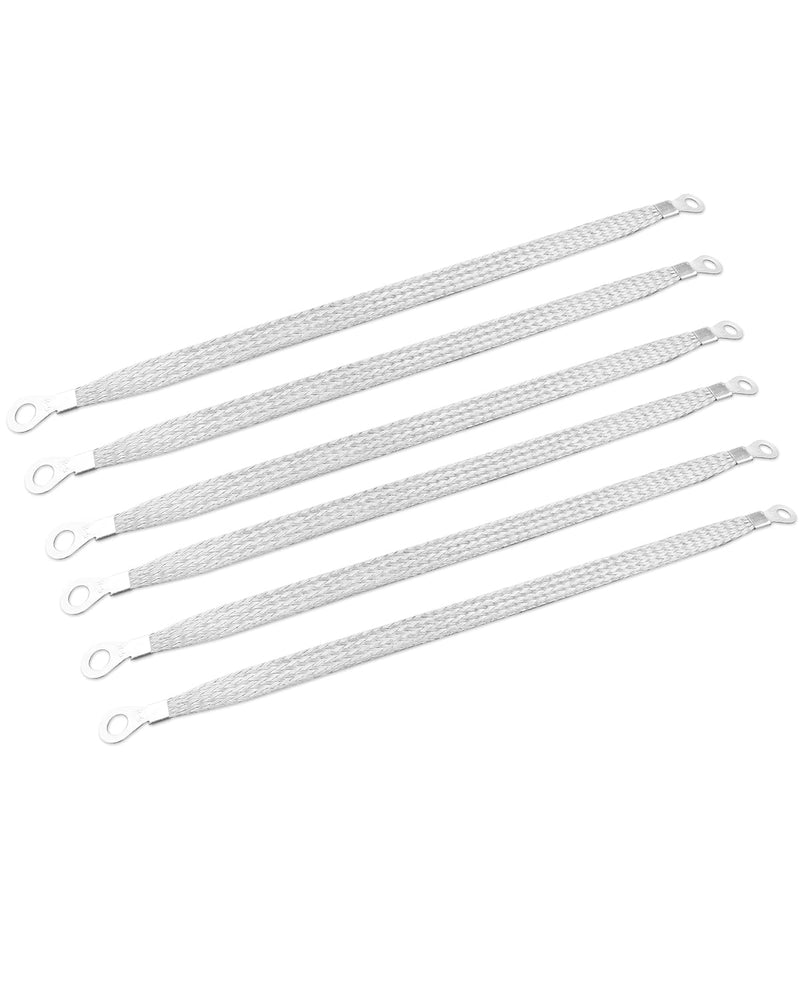 6Pcs Universal Automotive Ground Strap 12" x 1/2" Vehicle Grounding Cable Straps Professional Engine Grounding Braided Tinned Copper with 1/4" & 5/16" Rings Terminal