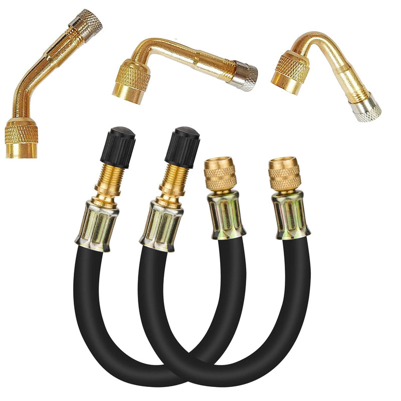 5 Pack Tire Valve Extension, 2Pcs 8.25 Inch Flexible Valve Stem Extenders with Brass 45 90 135 Multi Degree Schrader Tire Valve Stem Extension Adaptor Compatible for RV Bike Motorcycle Car (Black1) Black1