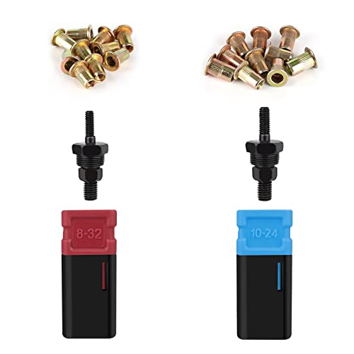 NEXTACK Rivet Nut Mandrel & Nosepiece Set - 8-32/10-24 Sizes + 20 Nutserts | Fits 607 & 1442 Rivnut Tools, NT600/NT700/NT800 Accessories 8-32, 10-24 mandrel & 20 rivnuts