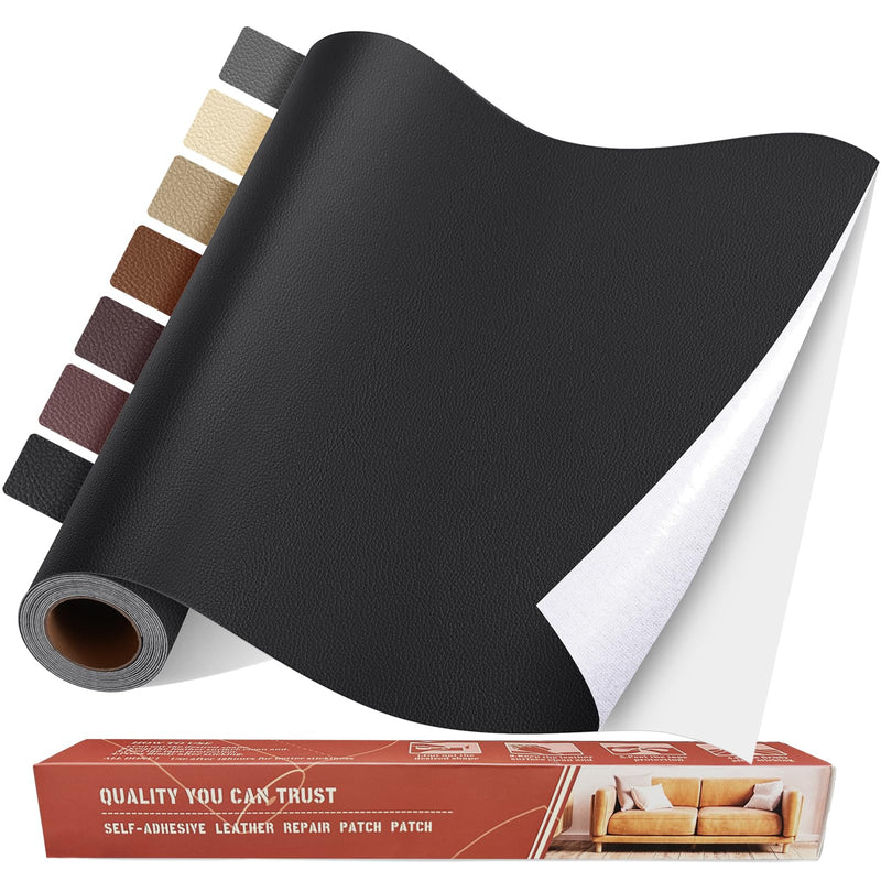 Self Adhesive Leather Repair Patch Kit, 31.5 in x 16 in Large Vinyl Leather Repair Tape for Furniture, Car Seat, Couch, Sofa, Chair Black 31.5x16 inch
