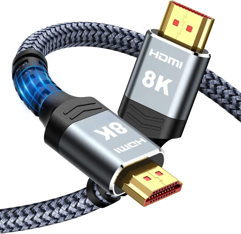 Highwings Long 8K HDMI Cable 25FT 48Gbps, 2.1 High Speed Gaming Cord 4K@120Hz 8K@60Hz RTX 3090 eARC 3D Compatible for PS5, UHD TV and Blu-ray Player 25 feet Grey