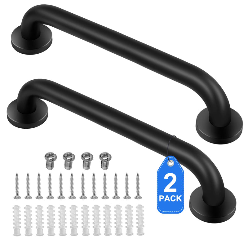 2 Pack Shower Grab Bar, Stainless Steel Bathroom Grab Bar, Shower Handle, Bath Handle, Grab Bars for Handicap Elderly Seniors Bathroom Safety Grab Bar (18 Inch，Black) 18lnch Black