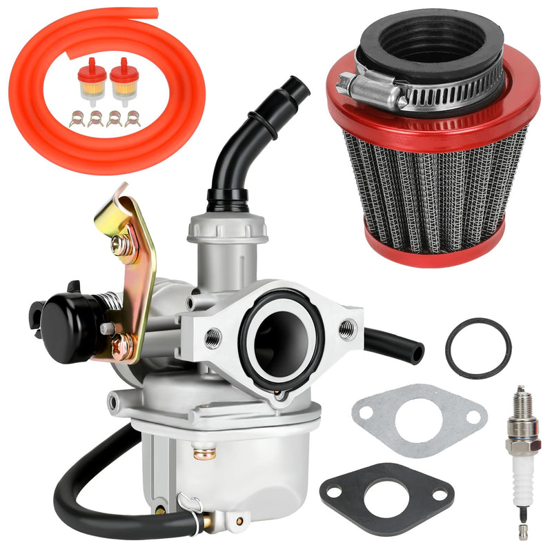 YOXUFA PZ19 Carburetor Carb Cable Choke for TaoTao Baja Kazuma Loncin Sunl Peace Sports Kayo Fox SSR Lazer 6 Kandi 50 70 90 110 125cc Chinese 4 Wheeler ATV Quad Pit Dirt Bike Go Kart Cart Moped Parts red