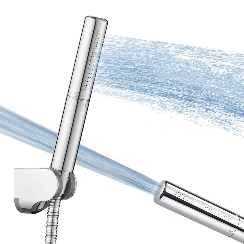 Homipro Chrome Brass 2 In 1 Function High Flow Handheld Shower Head Set High Pressure 7 Inch Chrome Finish Shower Head Sprayer Hand Shower Wand with 59 Inch Hose, Bracket Polished Chrome
