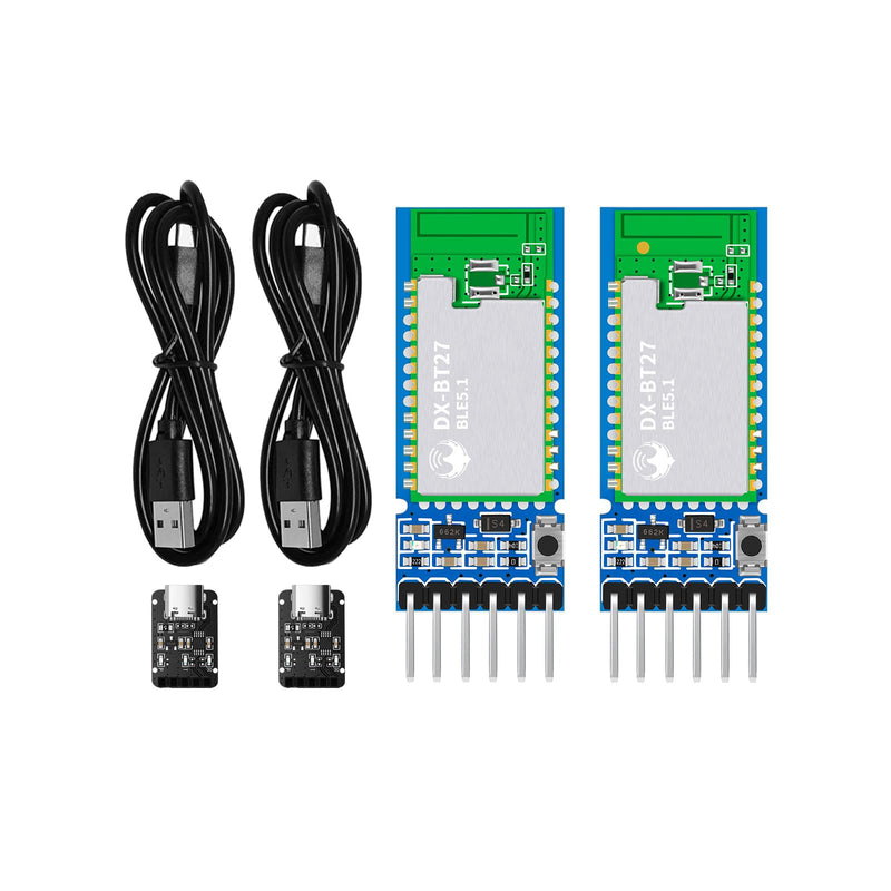 A Pair of DX-BT27-A Bluetooth Module Long Range Up to 420m BLE 5.1 Wireless Bluetooth TF Transceiver Module for Arduino Compatible with Android/iOS, Including Master and Slave Master+Slave