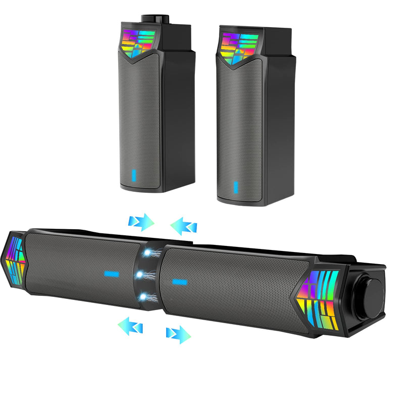 Smalody Computer Speakers for Desktop Gaming Monitor with RGB Lights, 2 in-1 Bluetooth PC Speakers Soundbar USB Powered, Can Be Split and Combined Freely 7070