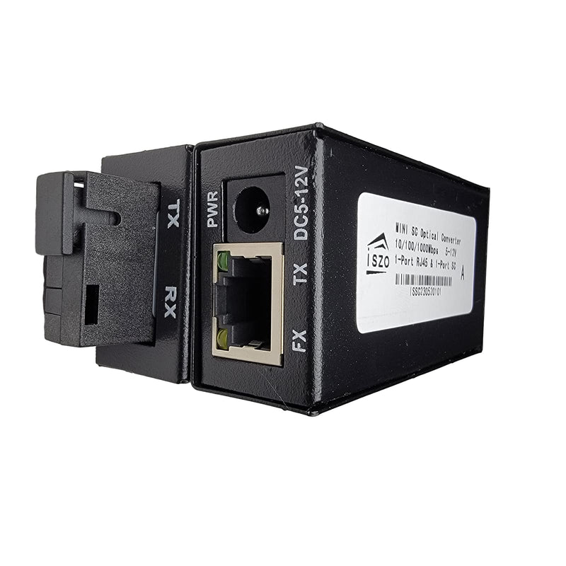 iszo 1Pair Mini Gigabit Transceiver, Media Converter, A/B Optic Transceiver, SC 1.25G, RJ45 10/100/1000Mbps, 20km, Small Size, Fiber to Ethernet, Fiber Media Converter DC 5-12V, Plug and Play.