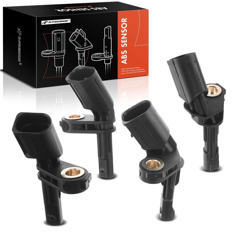 A-Premium Set of 4 Front Rear Left and Right ABS Wheel Speed Sensor Compatible with Volkswagen, Audi, Seat Models - Jetta, Jetta City, Passat CC, Golf, Beetle, A3 Quattro, CC, Eos, GTI, TT, R32