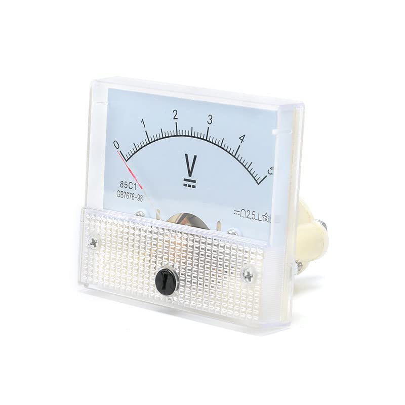 85C1 5V DC Pointer Voltmeter Analog Volt Panel Meter Gauge Front Face 65 * 56MM Analog Small Meter 0-5V 85C1