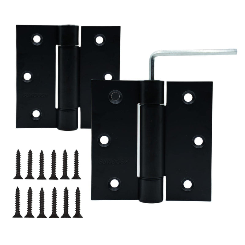 3.5" Self-Closing Stainless Steel Hinges,3-1/2 inch x 3 1/2 Inch Heavy Duty Spring Loaded Automatic Adjustable to Close Door Hinge with Square Corner (Matte Black-2PACK) Matte Black-2PACK