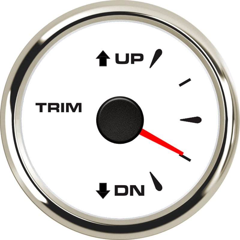Marine Trim Gauge UP DN Boat Trim Balance Gauge Meter 52mm Trim Tilt Indicator 0-190ohm Signal 7 Color Backlight IP68 Waterproof White