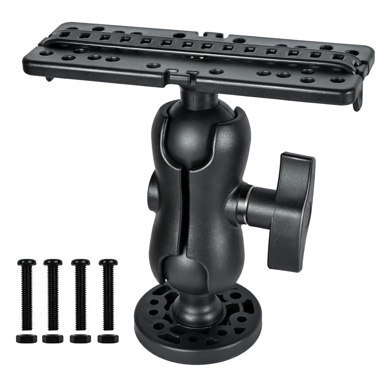 Fish Finder Mount Base, Universal 360° Rotation Ball-Mount Fish Finder Bracket, Nylon & Stainless Steel Electronic Holder for Marine Boat Kayak Pontoon Canoe Helix Garmin, 4*Srews, 4*Nuts