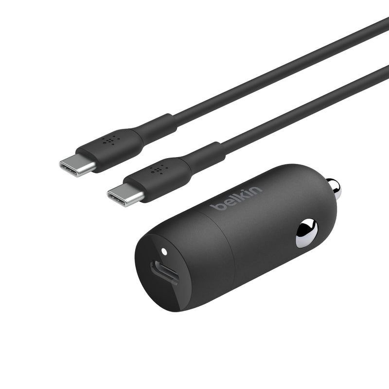 Belkin BoostCharge 30W USB-C Car Charger with USB-C Cable | Compact fast charging, USB-C Power Delivery, for iPhone 16, iPhone 15, Galaxy S25, Pixel 9, Nintendo Switch 2 54mm x 20mm Charger + USB- C Cable