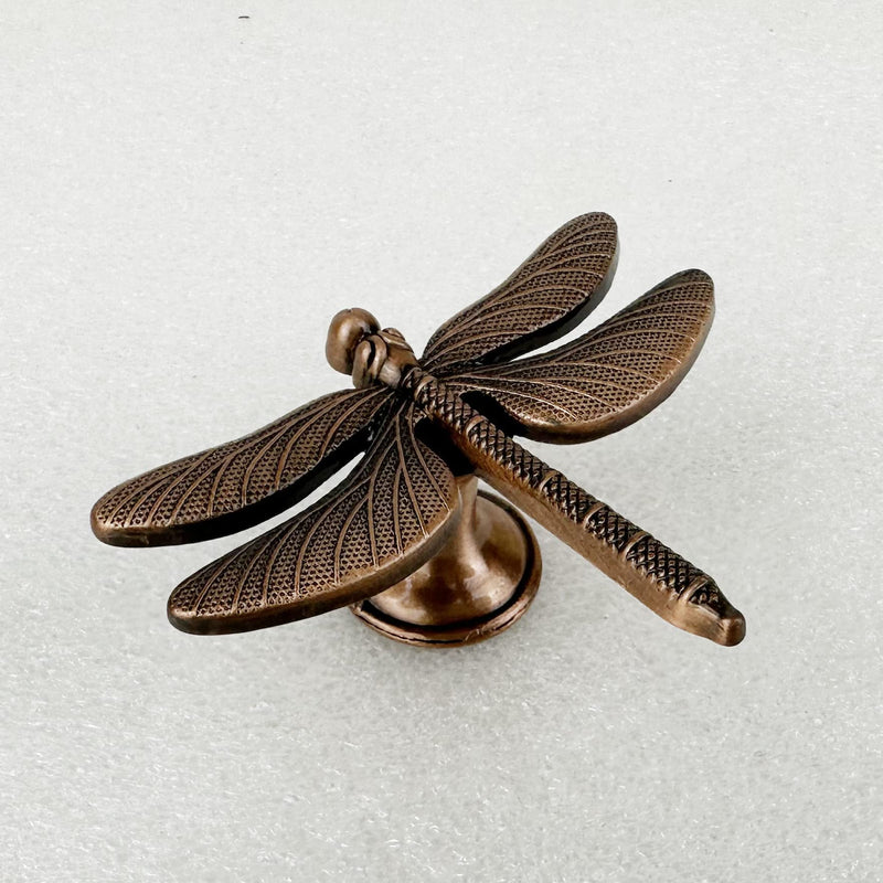 Pack of 10 Summer Cabinet Knob Handles Single Hole Natural Drawer Pulls for Dresser Closet Shift Furniture, Black Gold Antique Bronze Bathroom Summer Kitchen Decor (Dragonfly-Bronze) Dragonfly-Bronze