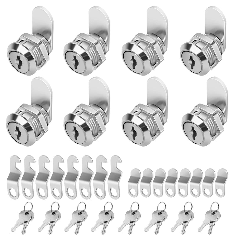 Cylinnda 5/8" Zinc Alloy Cam Locks (8 Pack) with Keys - Keyed Alike Set for Mailbox, Toolbox and Pickup Trucks 8 Pack 5/8 Inch