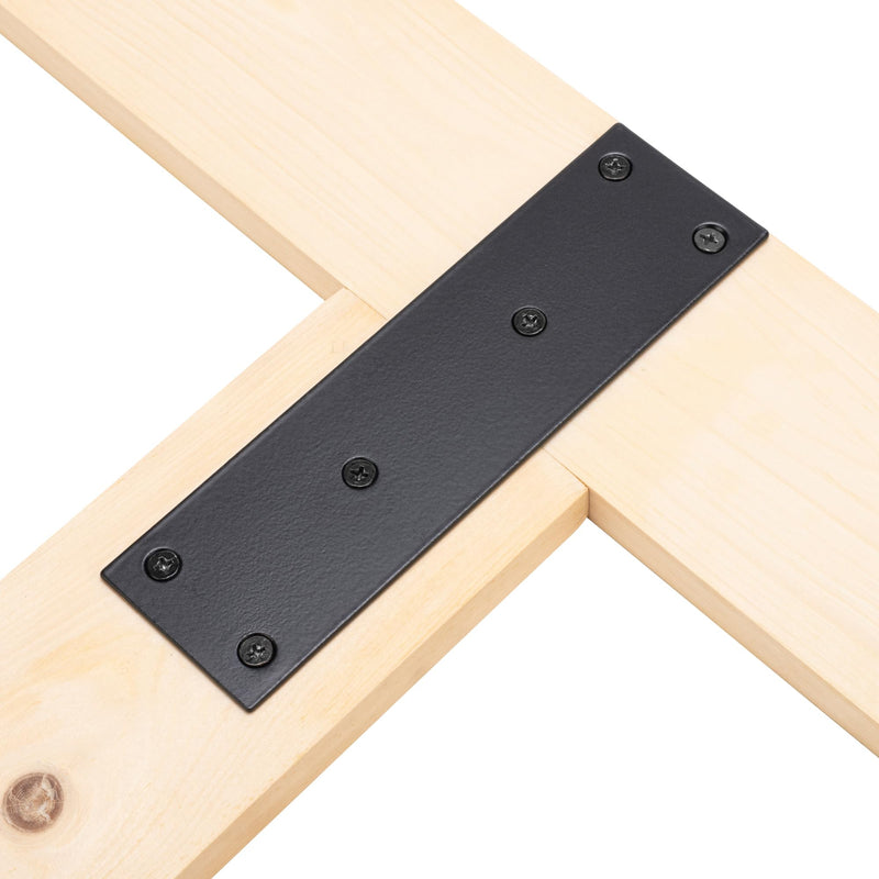 4 Pcs Flat Straight Mending Metal Plate 1-15/16" x 6-1/16", Heavy Duty Black Straight Bracket, Repair Joining Fixing Brace for Wooden Furniture，6 Holes with 2 Sizes Screws 1-7/8x6-1/16 inch / 48x169 mm 4