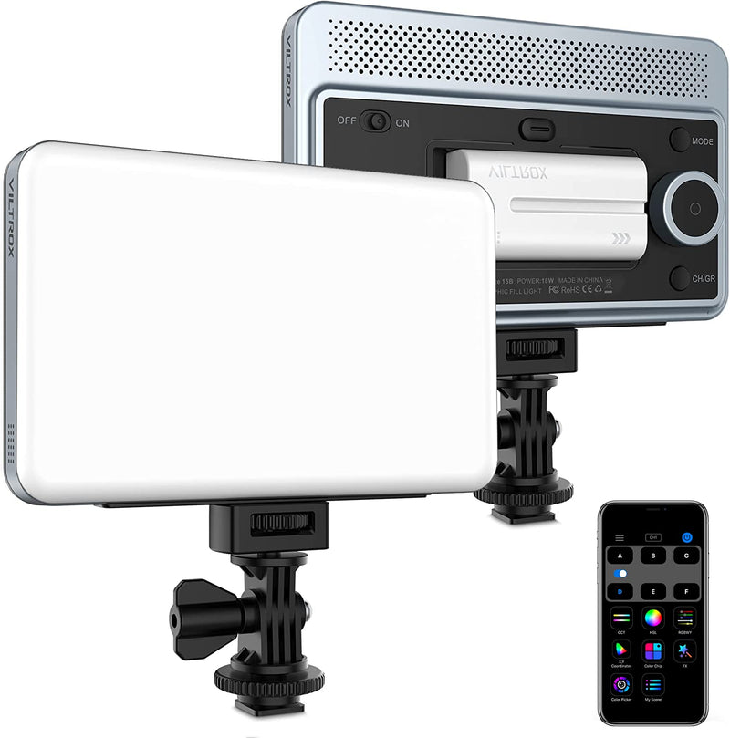 VILTROX 18W 2800K-6800K CRI 95+ On Camera LED Panel Video Light, 1800LUM Smartphone Control LED Key Light, Dimmable Photography Fill-in Lamp 10 Lighting Effects for Photography YouTube Tiktok 18W CCT & Bluetooth
