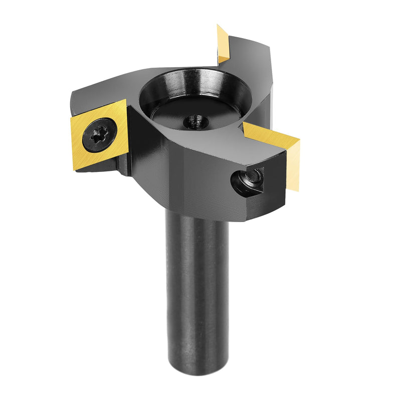SpeTool CNC Spoilboard Surfacing Router Bit 1/2 Shank 2 Inch Cutting Diameter, Slab Flatting Router Bit Carbide Insert Planing Bit Wood Bottom Cleaning 3 wing carbide insert bit ATS coated