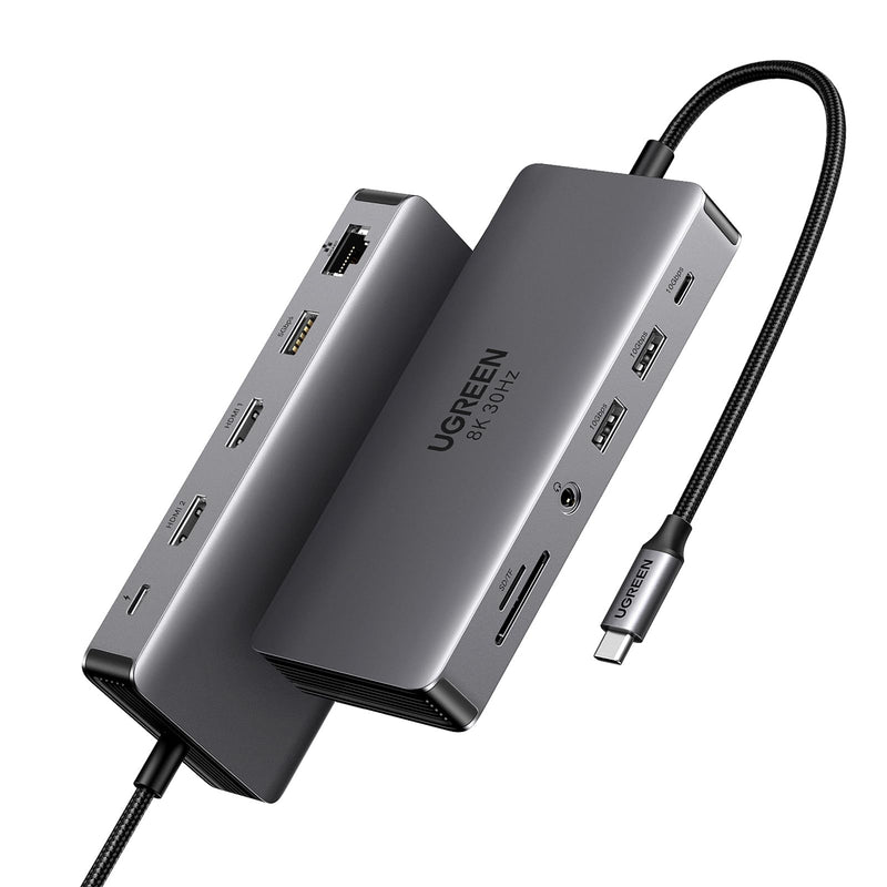 UGREEN Revodok Pro 211 Laptop Docking Station 11 in 1 USB C Dock Dual HDMI 4K@60Hz Single 8K@30Hz 10Gbps Data Port 100W PD Gigabit Ethernet, SD/TF Card Reader Compatible for Thinkpad, Zenbook and more