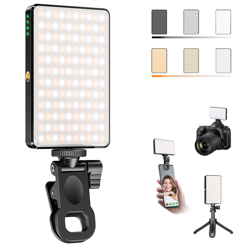 120 LED Video Light, Portable USB Photo Light Dimmable 2500-9000K CRI 95+ 5000mAh Battery with Tripod and Clip, Photo Lamp for Phone/iPad/Laptop/Camera ST120