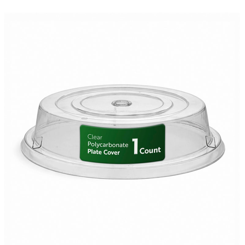 Restaurantware Cater Tek 11 Inch Polycarbonate Plate Cover 1 Shatterproof Dish Cover - Microwavable Endures Up To 210F Clear Plastic Splatter Cover With Finger Hole For 11 Inch Plates 1 Count 11"