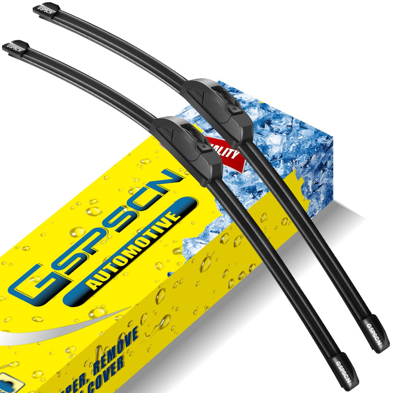 GSPSCN OEM QUALITY 24''+18'' Premium Original Replacement Windshield Wiper Blades,Quiet and Durable Stable High Performance All-Season Auto Wiper Blades for J Hook (Pack of 2) 24"+18" (pair for front wiper blades)